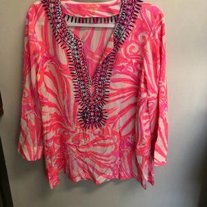 Vibrant Pink Embroidered Women's Top